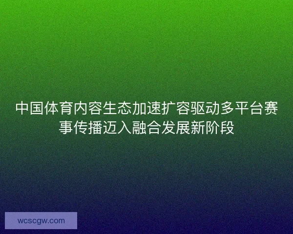 中国体育内容生态加速扩容驱动多平台赛事传播迈入融合发展新阶段