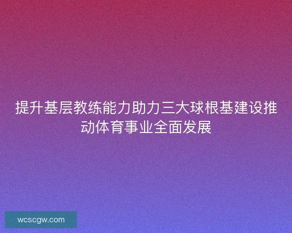 提升基层教练能力助力三大球根基建设推动体育事业全面发展